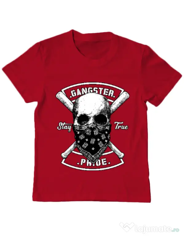 Tricou ADLER copil Gangster skull Rosu