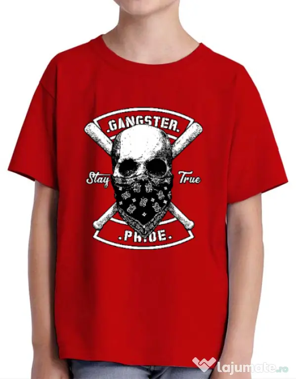 Tricou ADLER copil Gangster skull Rosu