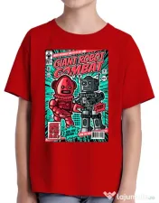 Tricou ADLER copil Giant robot combat Rosu 