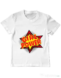 Tricou ADLER copil Girl power Alb