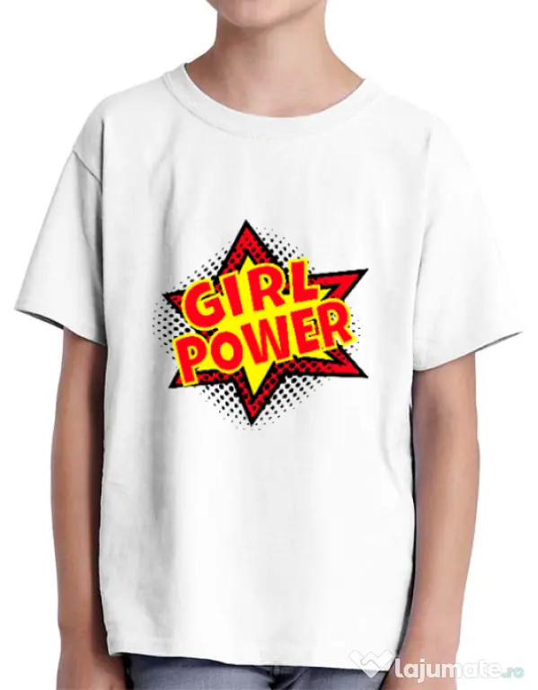 Tricou ADLER copil Girl power Alb