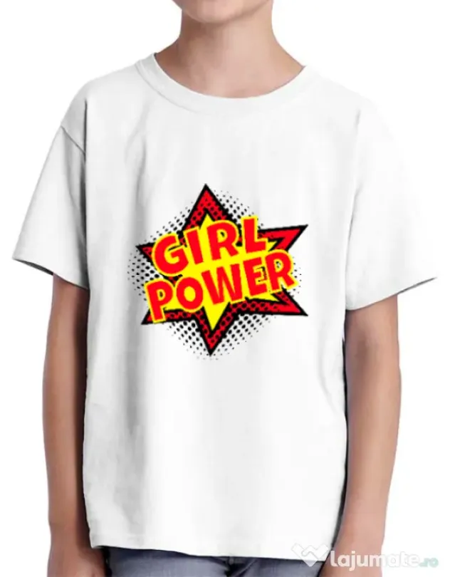 Tricou ADLER copil Girl power Alb