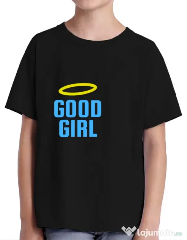 Tricou ADLER copil Good girl Negru
