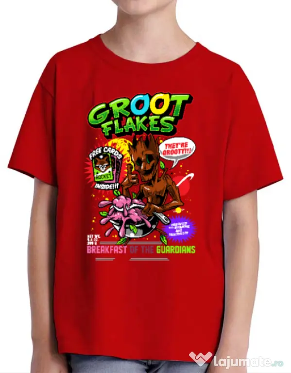 Tricou ADLER copil Groot flakes Rosu