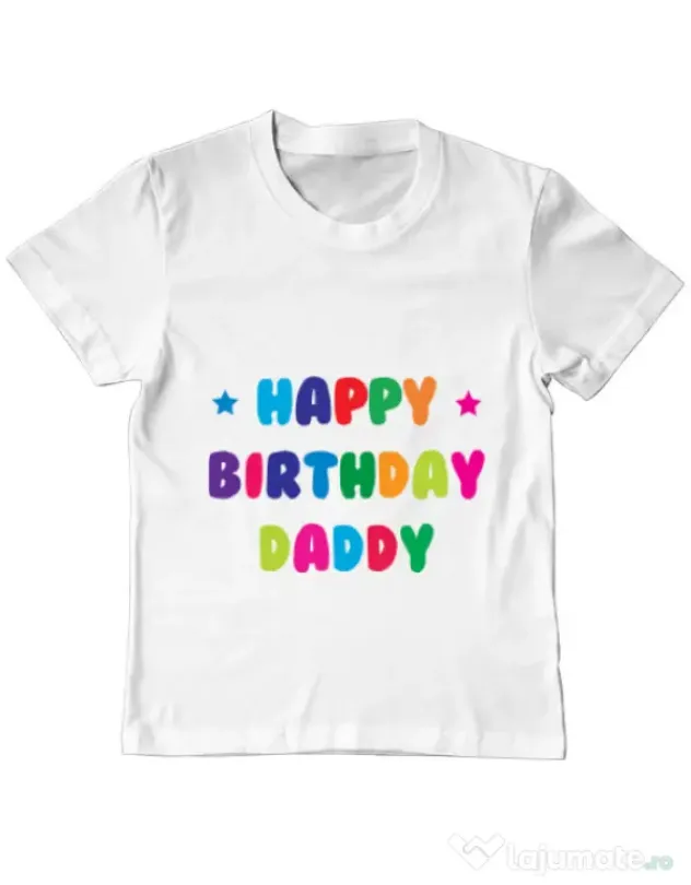 Tricou ADLER copil Happy Birthday Daddy Alb