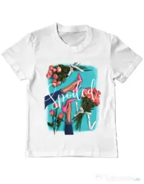 Tricou ADLER copil High Heels and roses Alb