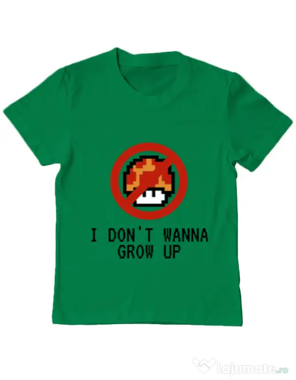 Tricou ADLER copil I dont wanna grow up Verde mediu