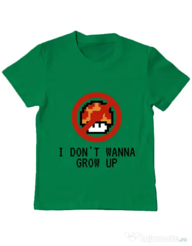 Tricou ADLER copil I dont wanna grow up Verde mediu
