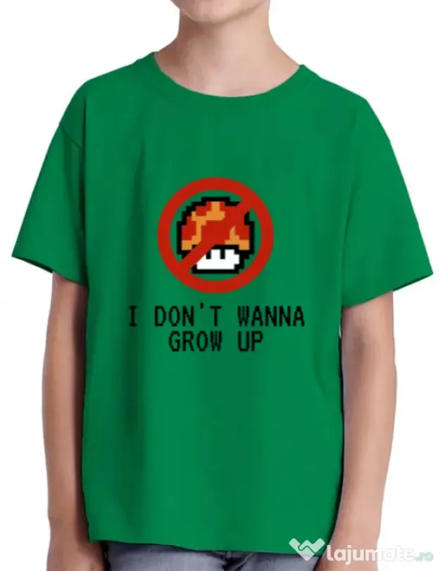 Tricou ADLER copil I dont wanna grow up Verde mediu