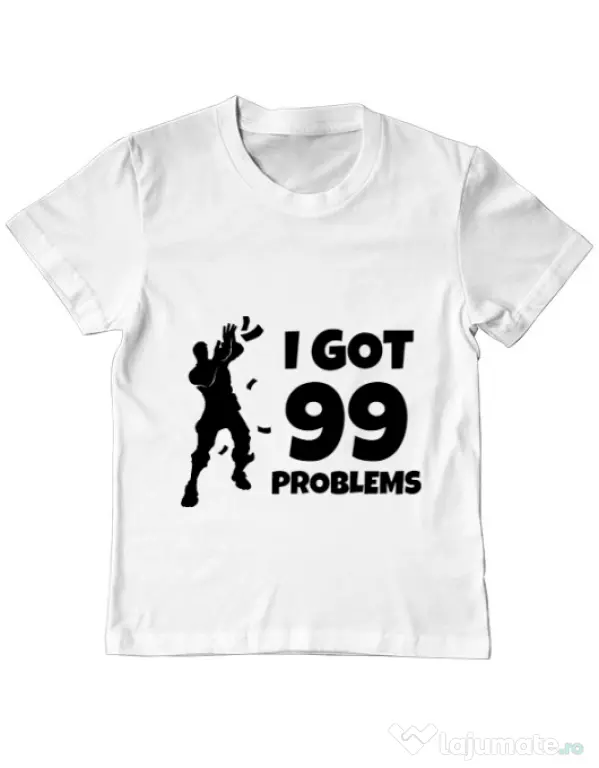 Tricou ADLER copil I got 99 problems Fortnite Alb