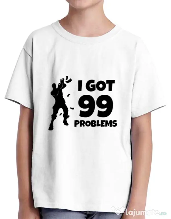 Tricou ADLER copil I got 99 problems Fortnite Alb