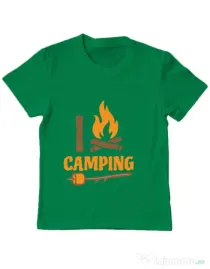 Tricou ADLER copil I love Camping Verde mediu