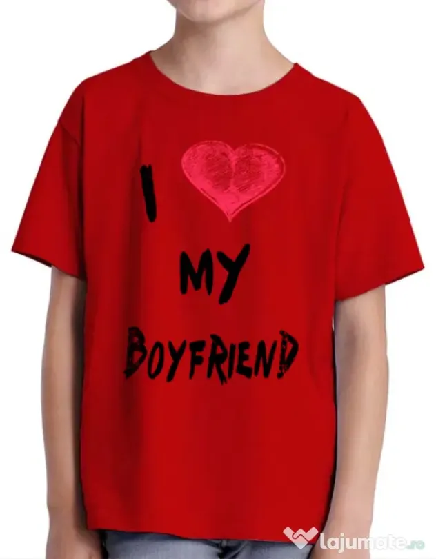 Tricou ADLER copil I love my boyfriend Rosu