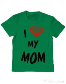 Tricou ADLER copil I love my mom Verde mediu