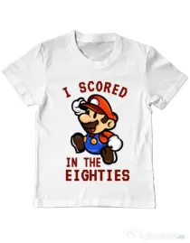 Tricou ADLER copil I scored in the eighties Alb