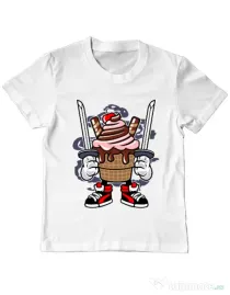 Tricou ADLER copil Ice Cream Ninja Alb