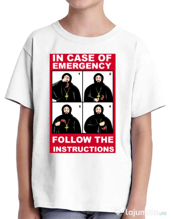 Tricou ADLER copil In case of emergency Alb