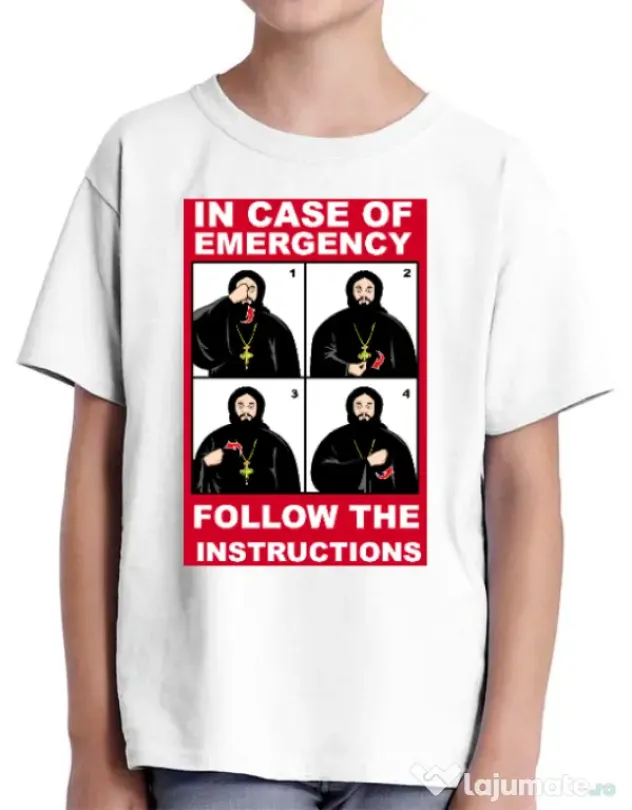 Tricou ADLER copil In case of emergency Alb