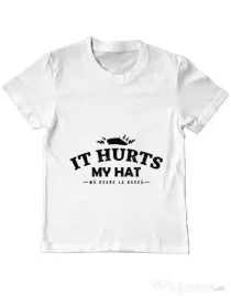 Tricou ADLER copil It hurts my hat Alb
