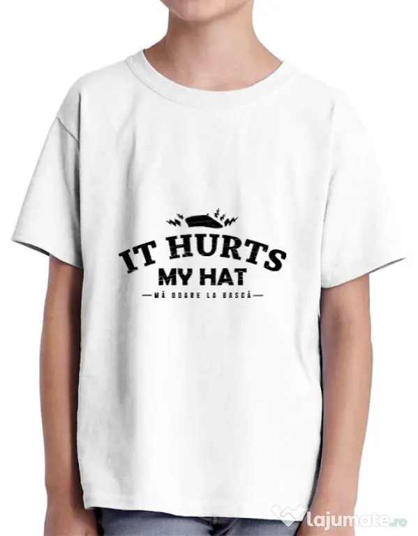 Tricou ADLER copil It hurts my hat Alb