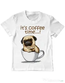 Tricou ADLER copil Its Coffee Time Alb