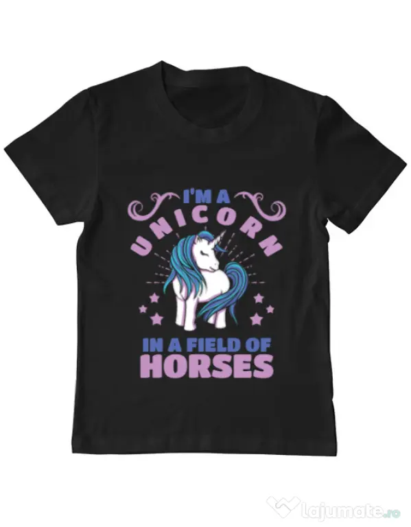 Tricou ADLER copil Just a unicorn Negru