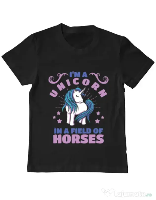 Tricou ADLER copil Just a unicorn Negru
