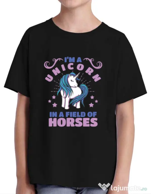 Tricou ADLER copil Just a unicorn Negru