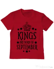 Tricou ADLER copil Kings are born in september Rosu