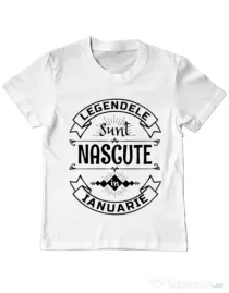 Tricou ADLER copil Legendele sunt nascute in Ianuarie Alb