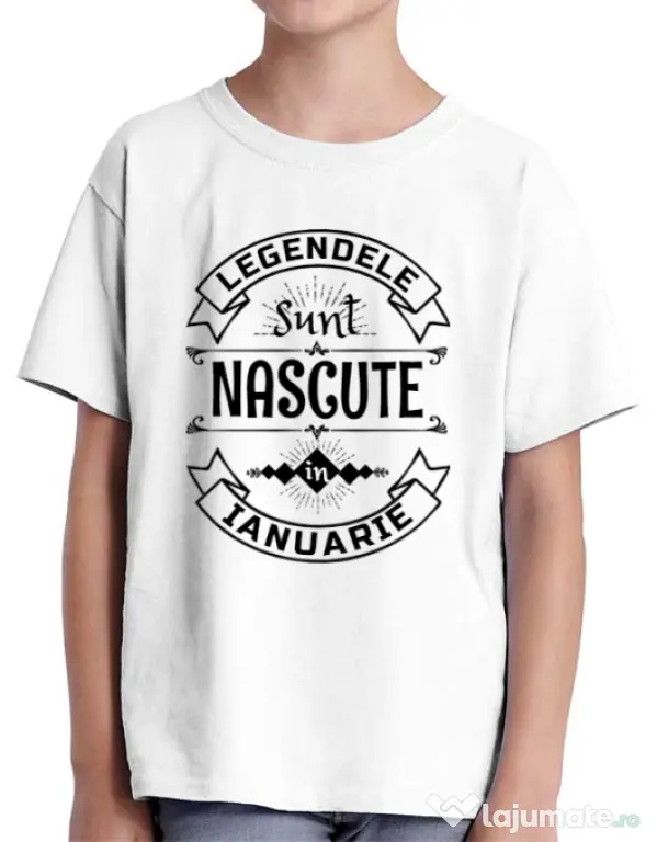 Tricou ADLER copil Legendele sunt nascute in Ianuarie Alb
