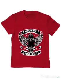 Tricou ADLER copil Less work more skate Rosu