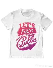 Tricou ADLER copil Let's fuck in public Alb