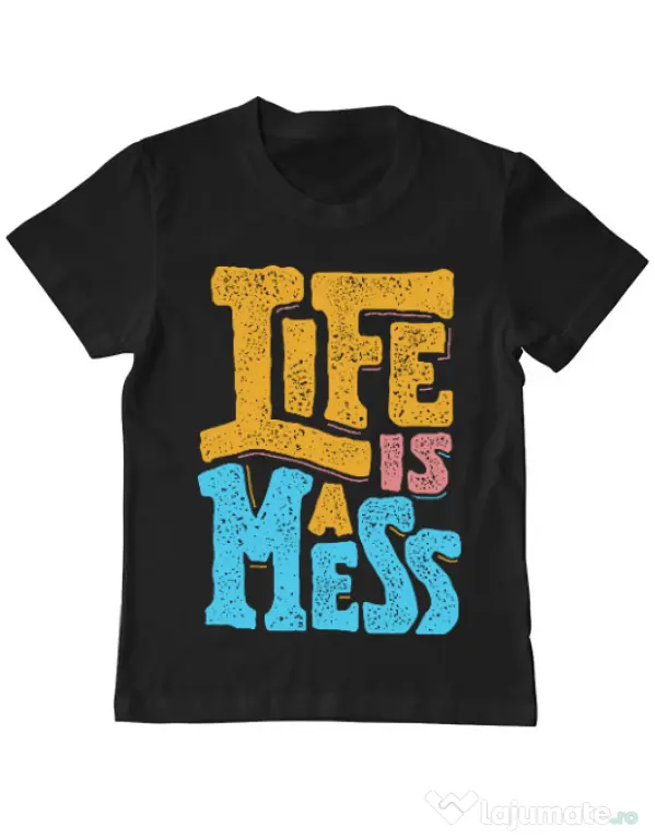 Tricou ADLER copil Life Is A Mess Negru