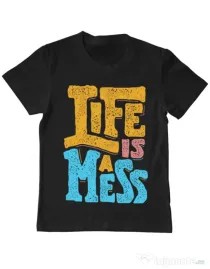 Tricou ADLER copil Life Is A Mess Negru
