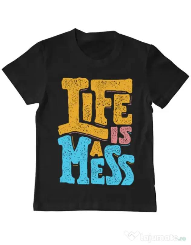 Tricou ADLER copil Life Is A Mess Negru