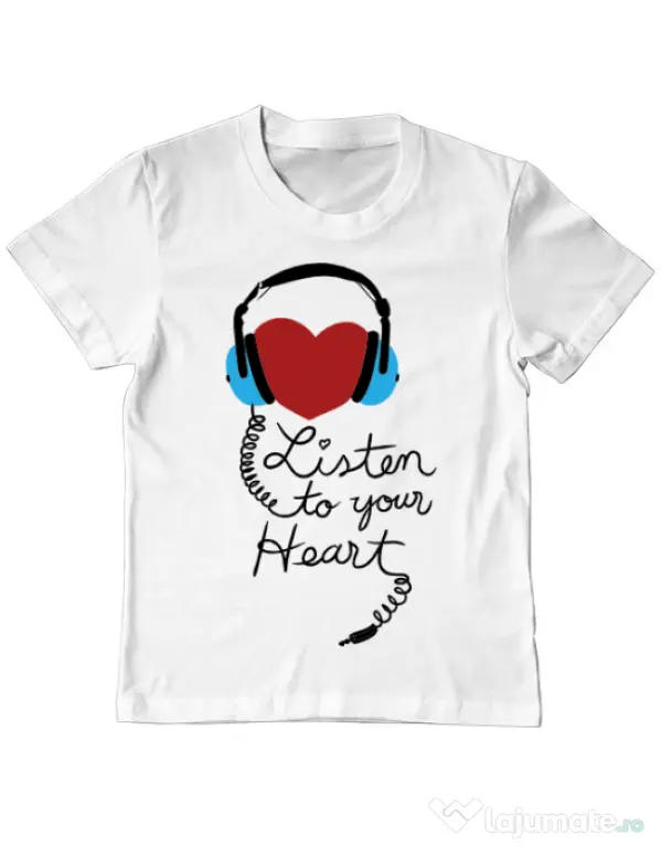 Tricou ADLER copil Listen to your heart Alb