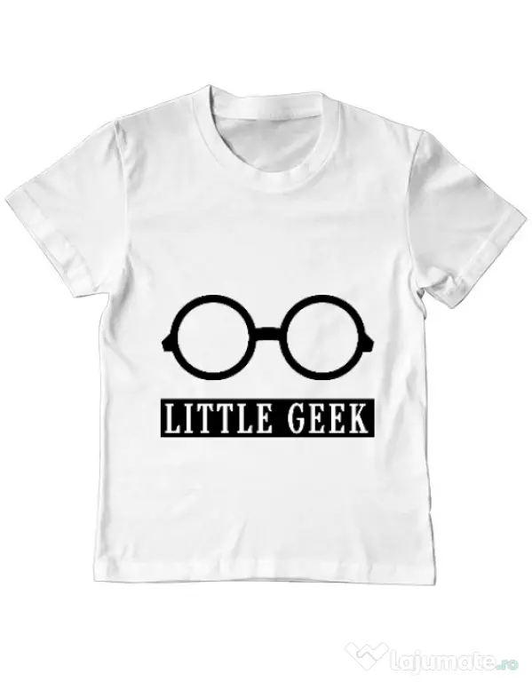 Tricou ADLER copil Little geek Alb