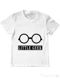 Tricou ADLER copil Little geek Alb