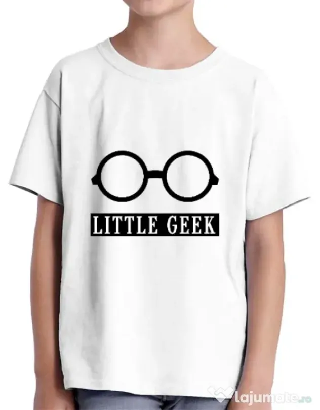 Tricou ADLER copil Little geek Alb