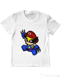 Tricou ADLER copil Mario Wolverine Alb