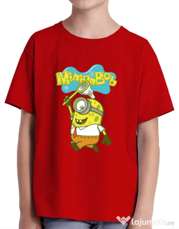 Tricou ADLER copil MinionBob Rosu