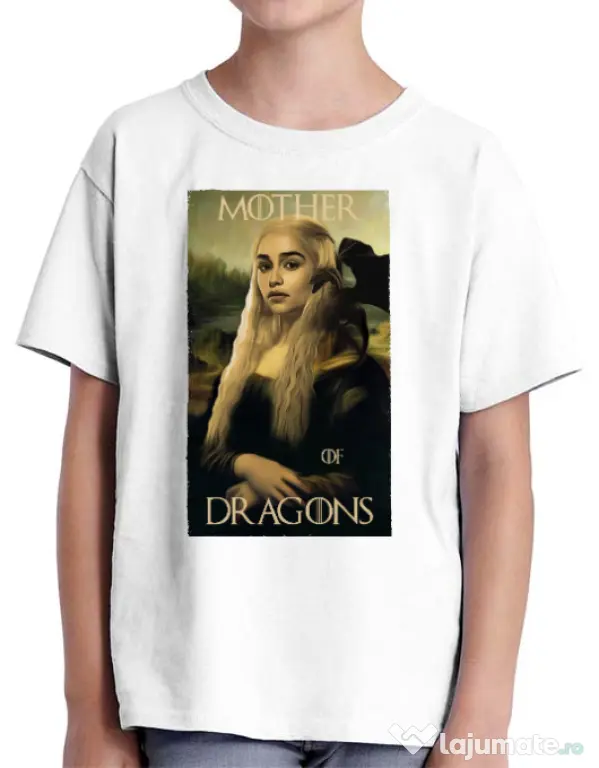 Tricou ADLER copil Mother of dragons 3 Alb