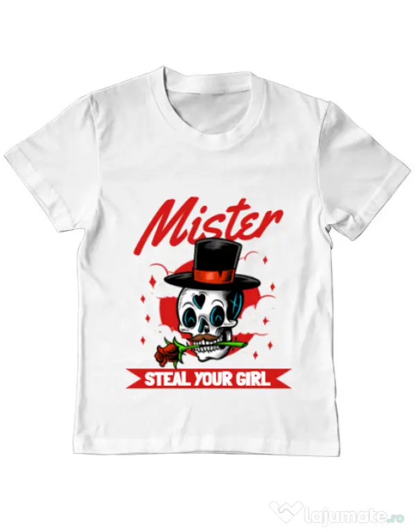 Tricou ADLER copil Mr. steal your girl Alb
