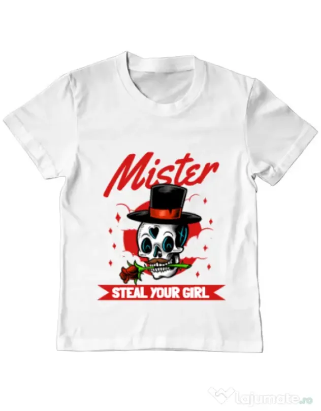 Tricou ADLER copil Mr. steal your girl Alb