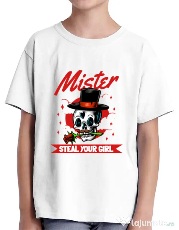 Tricou ADLER copil Mr. steal your girl Alb