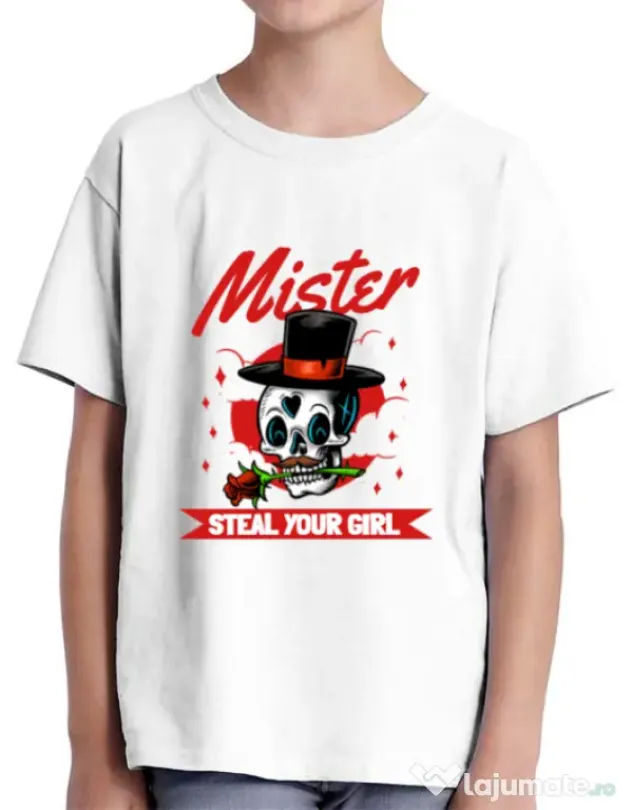 Tricou ADLER copil Mr. steal your girl Alb