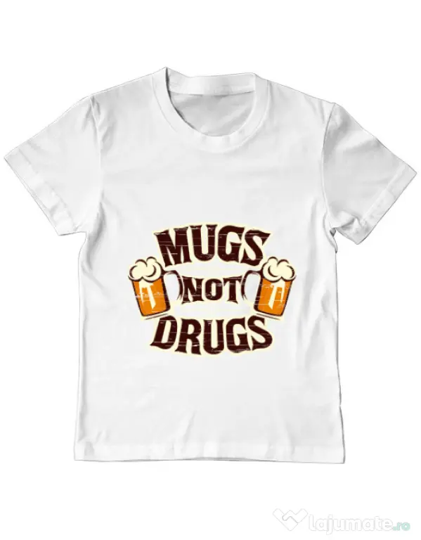 Tricou ADLER copil Mugs not drugs Alb