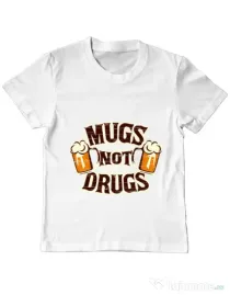 Tricou ADLER copil Mugs not drugs Alb