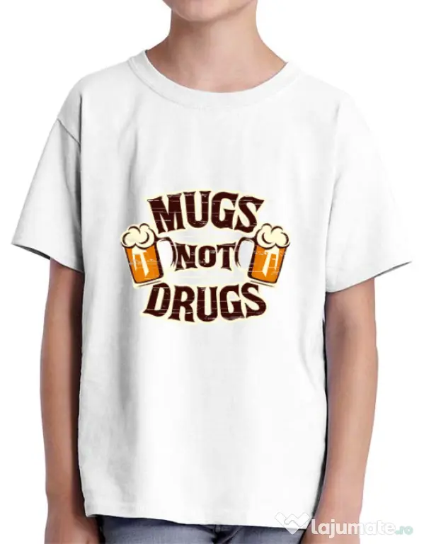 Tricou ADLER copil Mugs not drugs Alb
